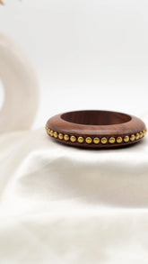Golden Bead Wooden Bangle (Broad)